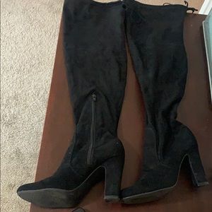 Thigh high suede boots